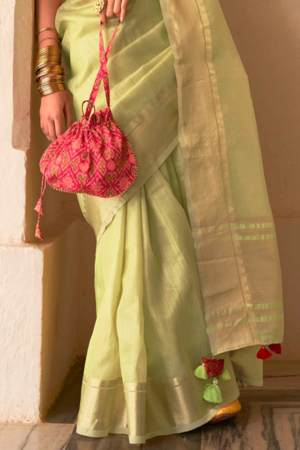 Tea Green Organza Saree