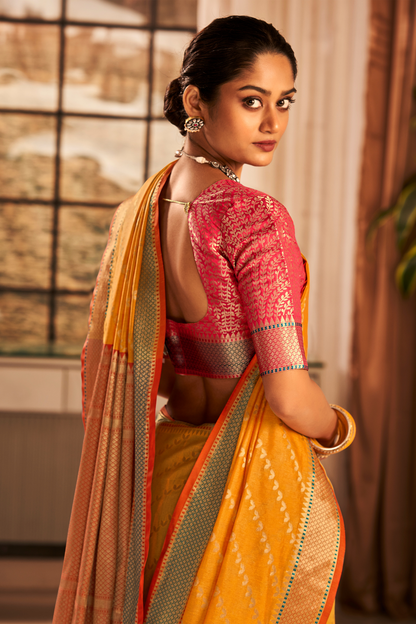 Amber Yellow Tussar Saree