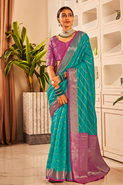 Cerulean Blue Tussar Saree