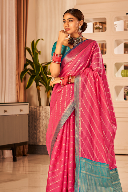 Pink Tussar Saree