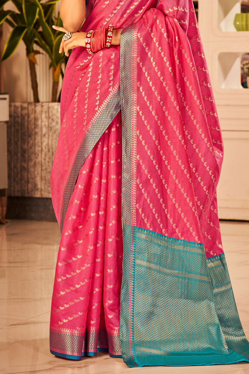 Pink Tussar Saree