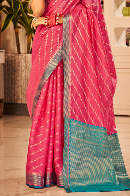 Pink Tussar Saree