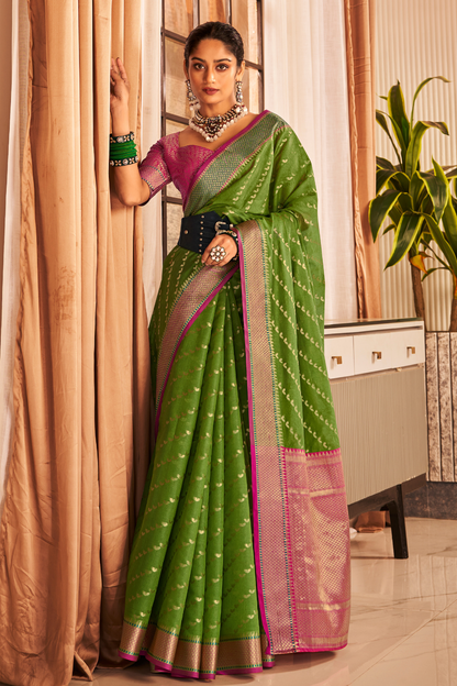 Green Tussar Saree