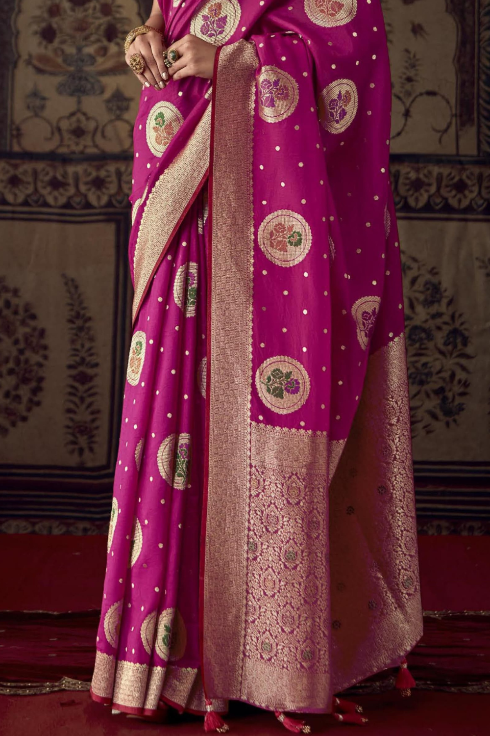 Magenta Pink Dola Silk Saree with Designer Blouse