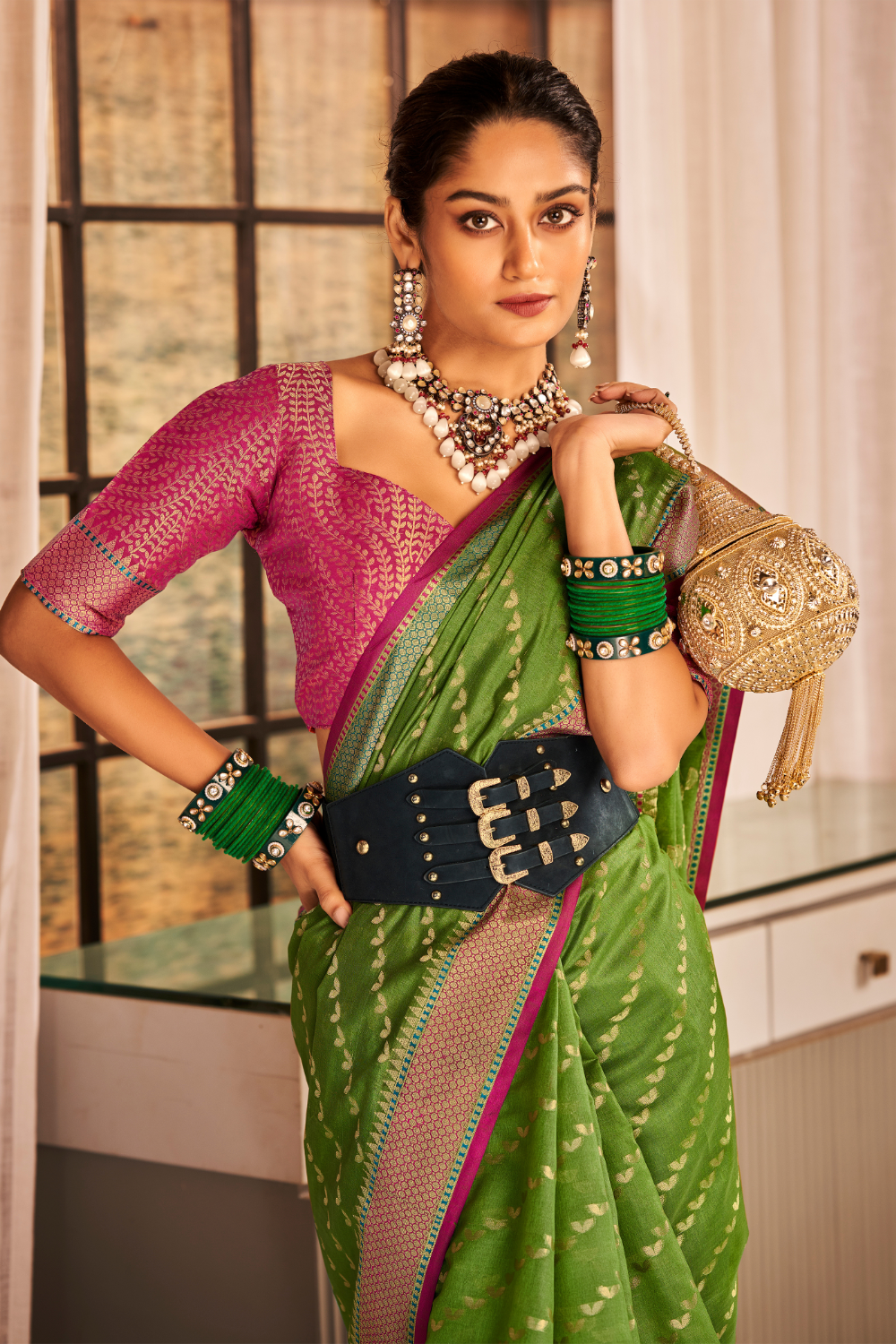 Green Tussar Saree