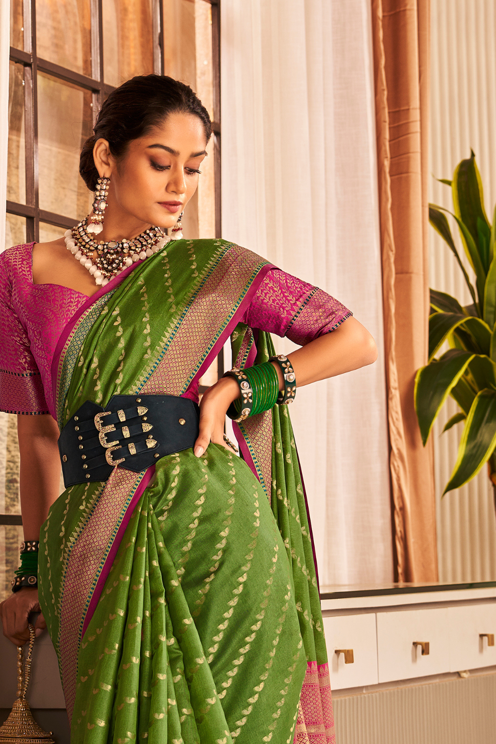 Green Tussar Saree