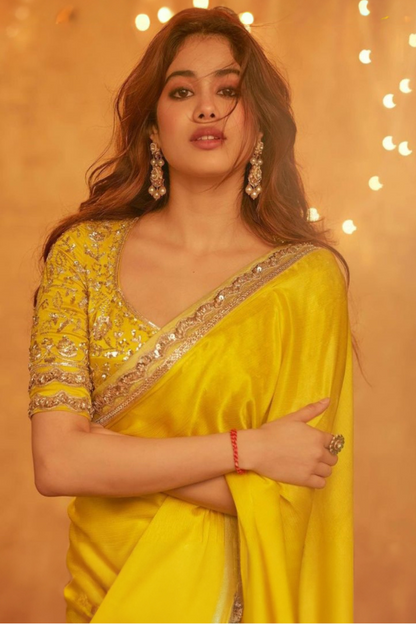 Bumblebee Yellow Georgette Saree