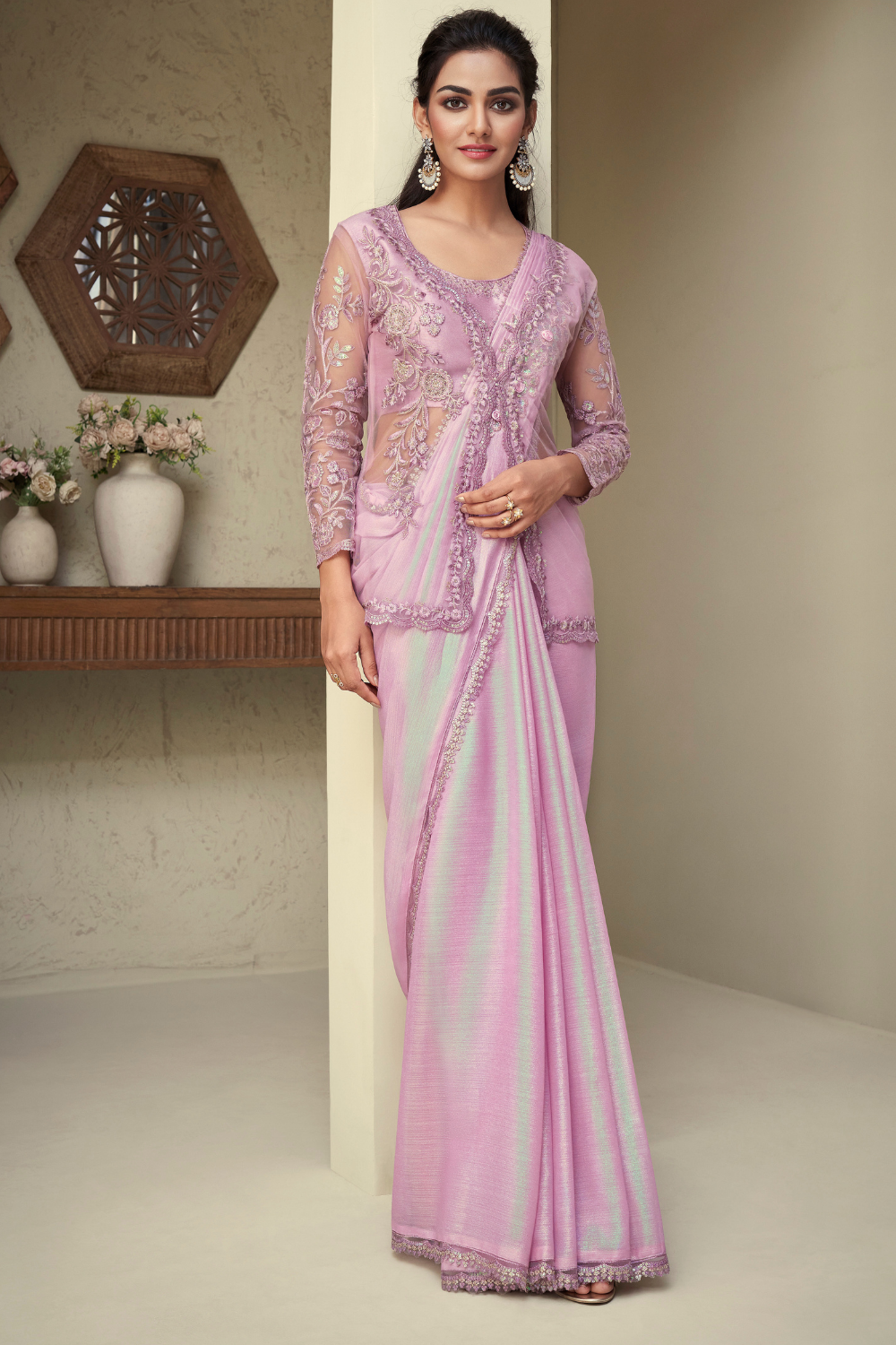 lilac designer saree 1