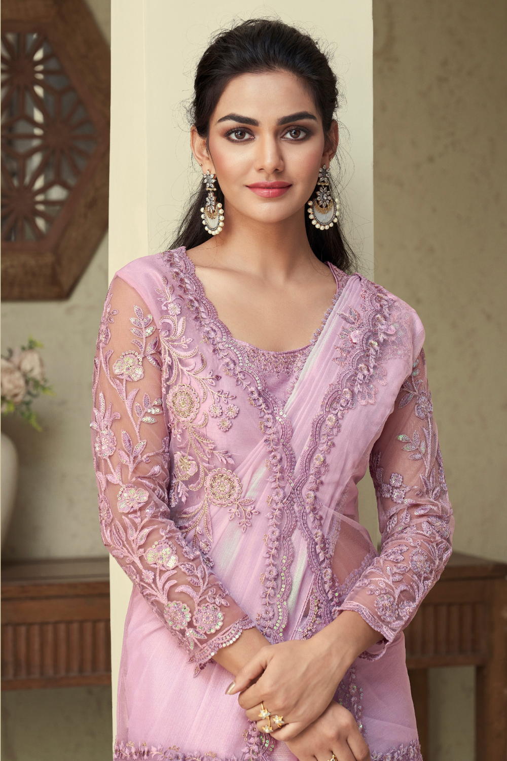 lilac designer saree 2