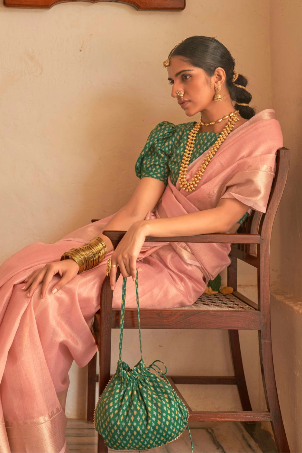 Rose Pink Organza Saree