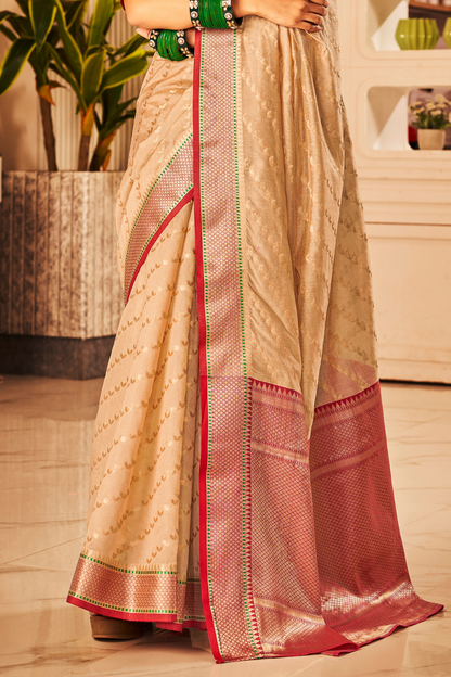 Linen White Tussar Saree