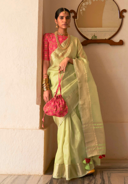 Tea Green Organza Saree