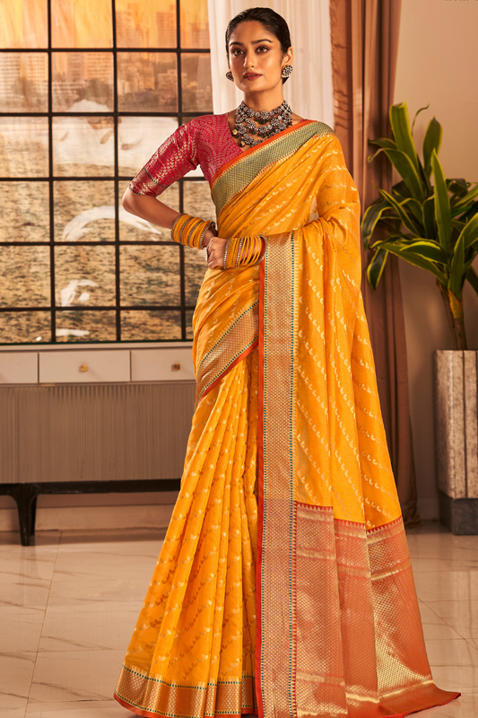 Amber Yellow Tussar Saree