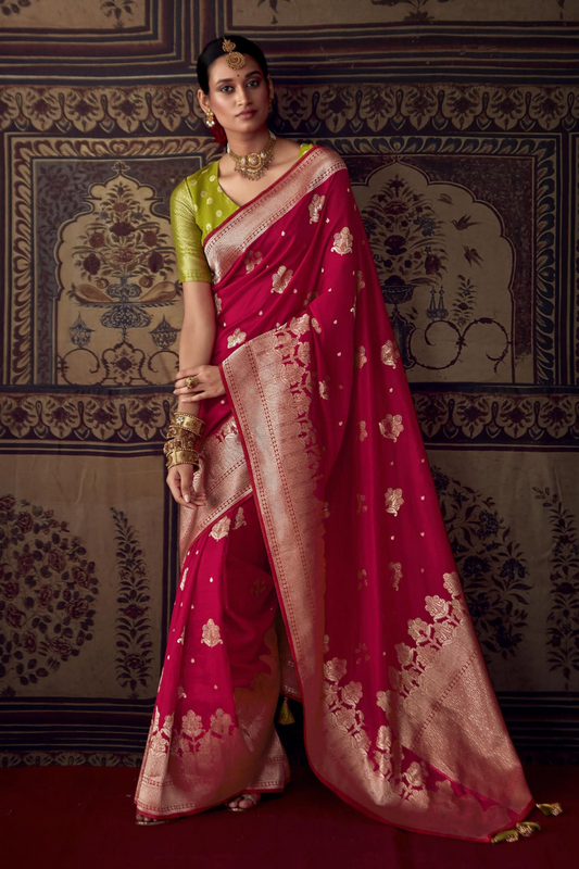 Red Dola Silk Saree with Designer Blouse