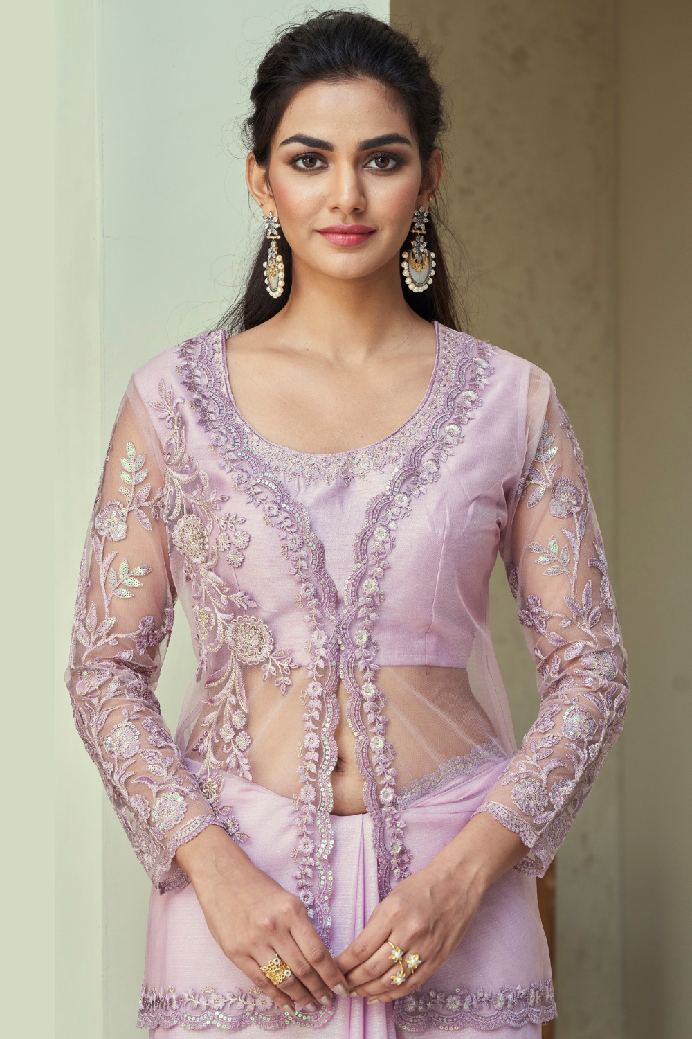 lilac designer saree 4