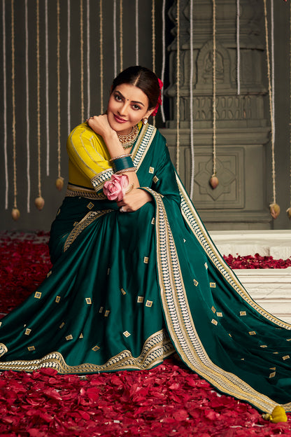 phthalo green dola silk saree 1 1