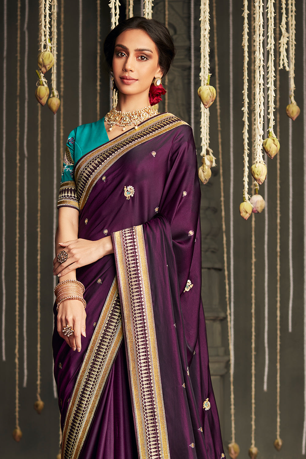 rasin purple dola silk saree 2