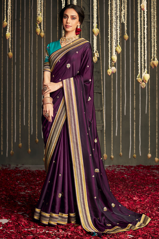 rasin purple dola silk saree 1