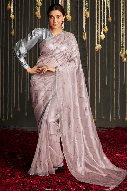 mauve purple dola silk saree 3