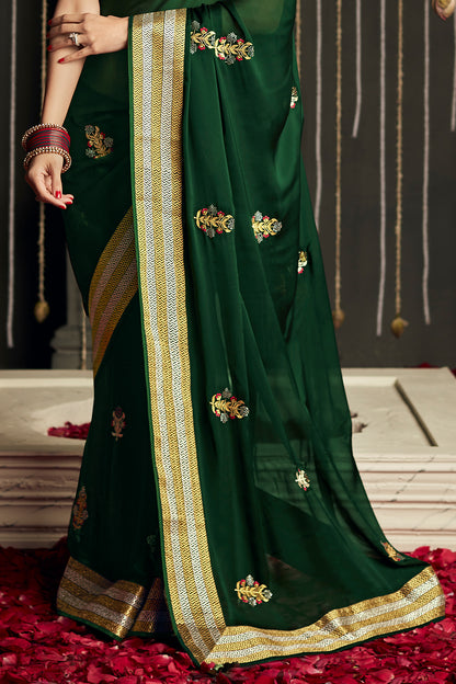 phthalo green dola silk saree 3