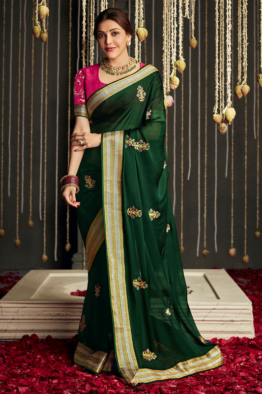 phthalo green dola silk saree 1