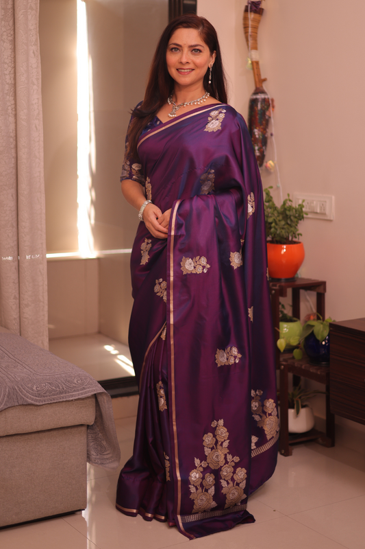 SONALEE KULKARNI in Grape Purple Satin Silk Saree