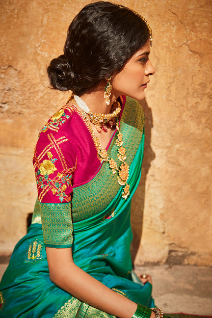 blue banarasi saree