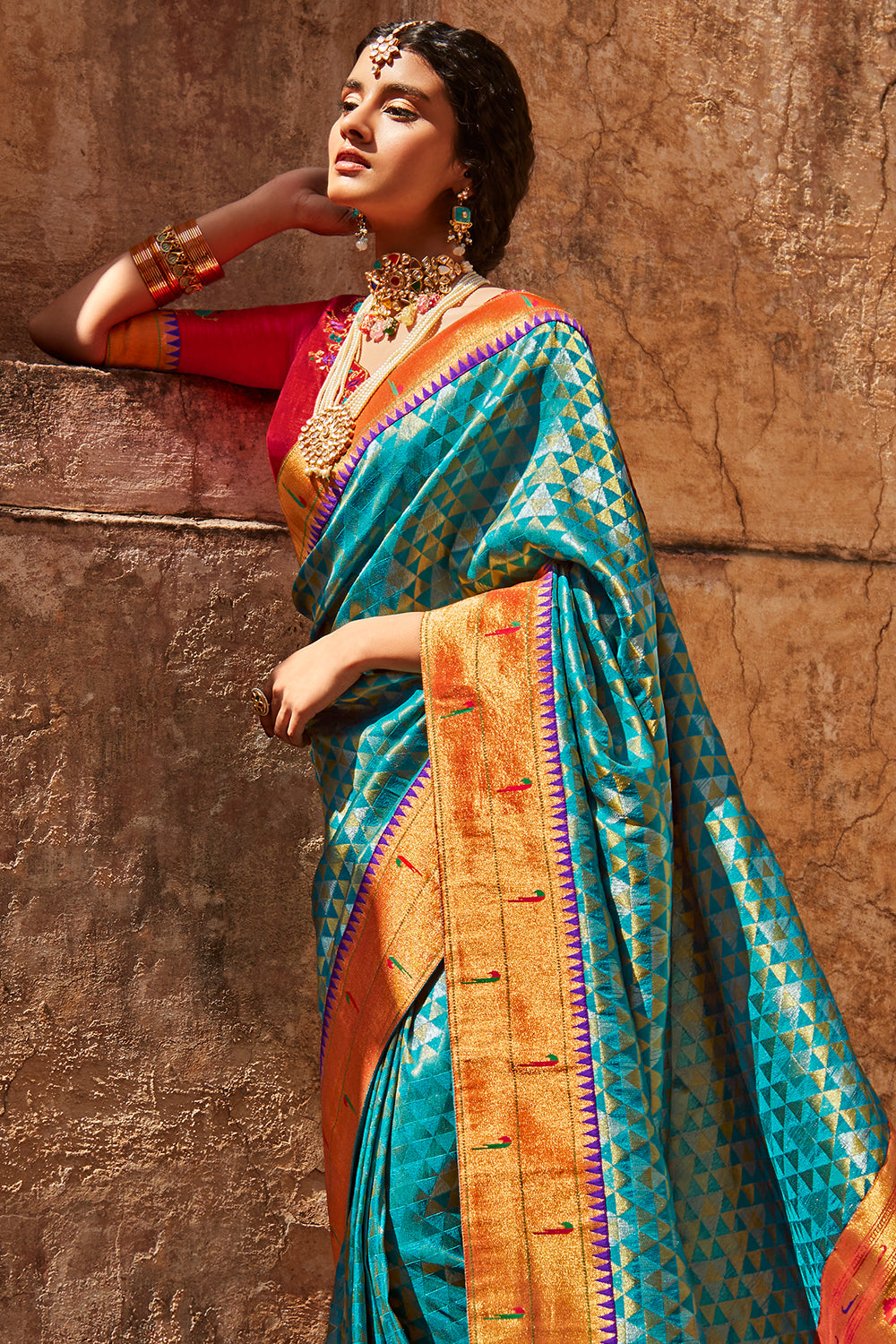 blue banarasi saree