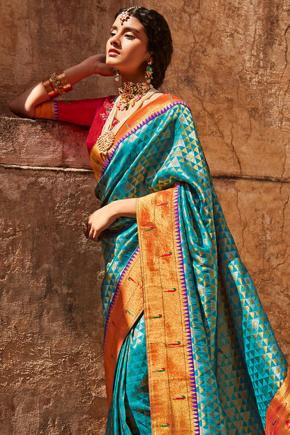 blue banarasi saree