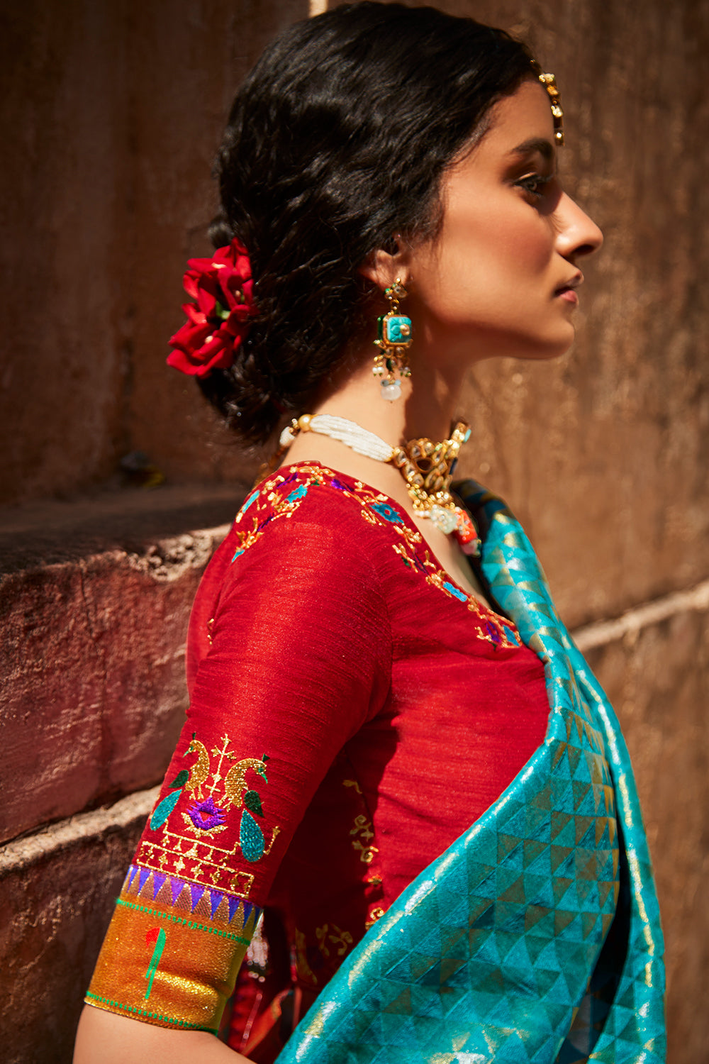 blue banarasi saree