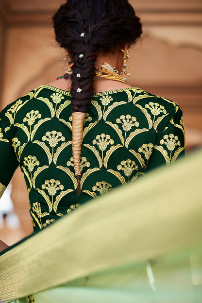 green silk saree