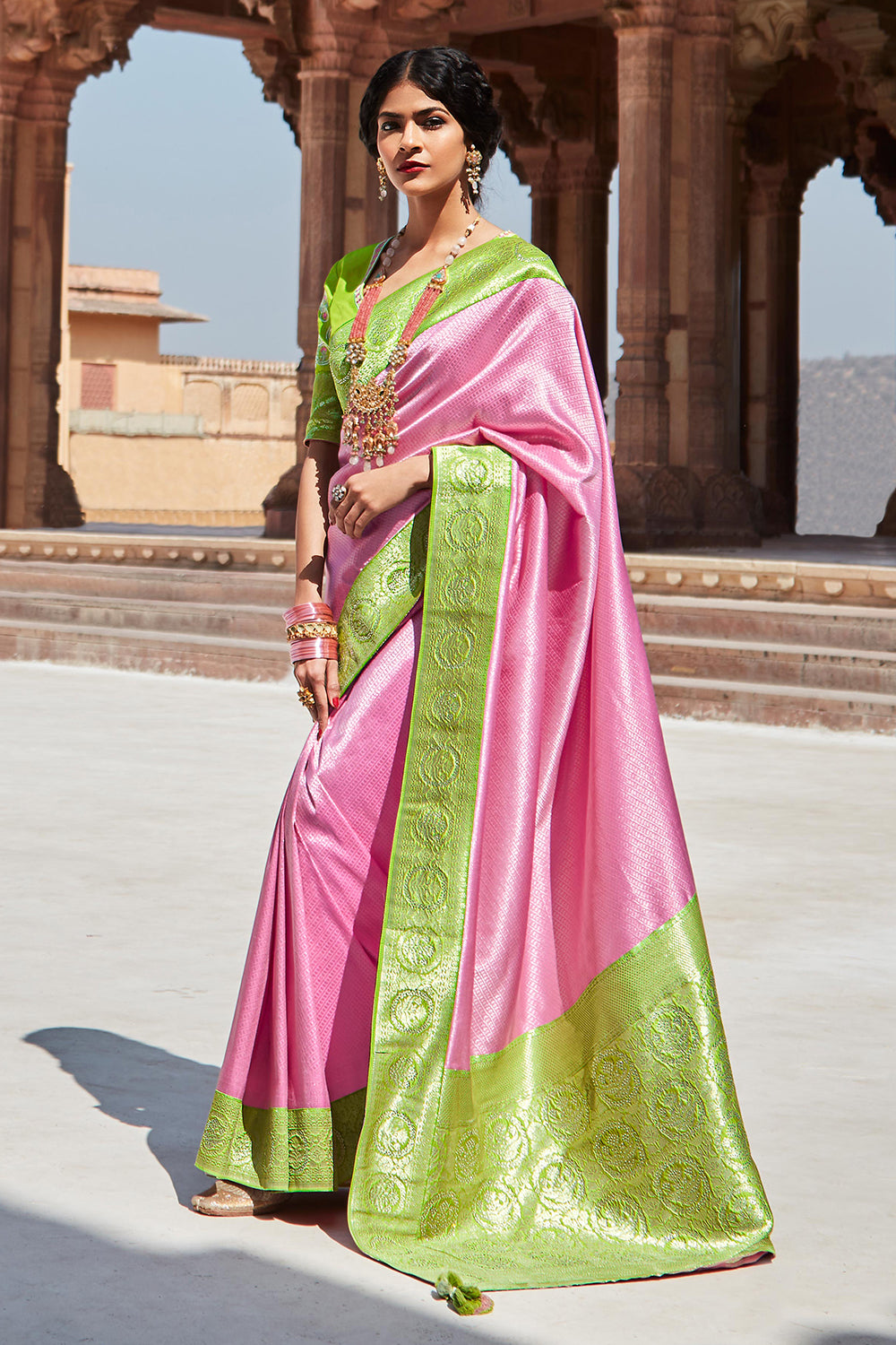 pink saree