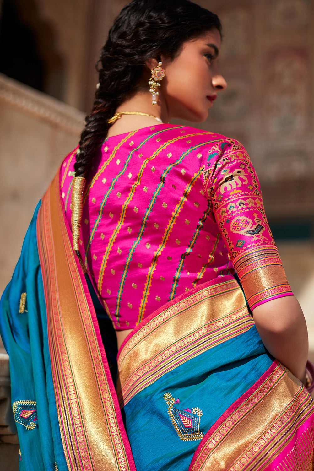 blue silk saree