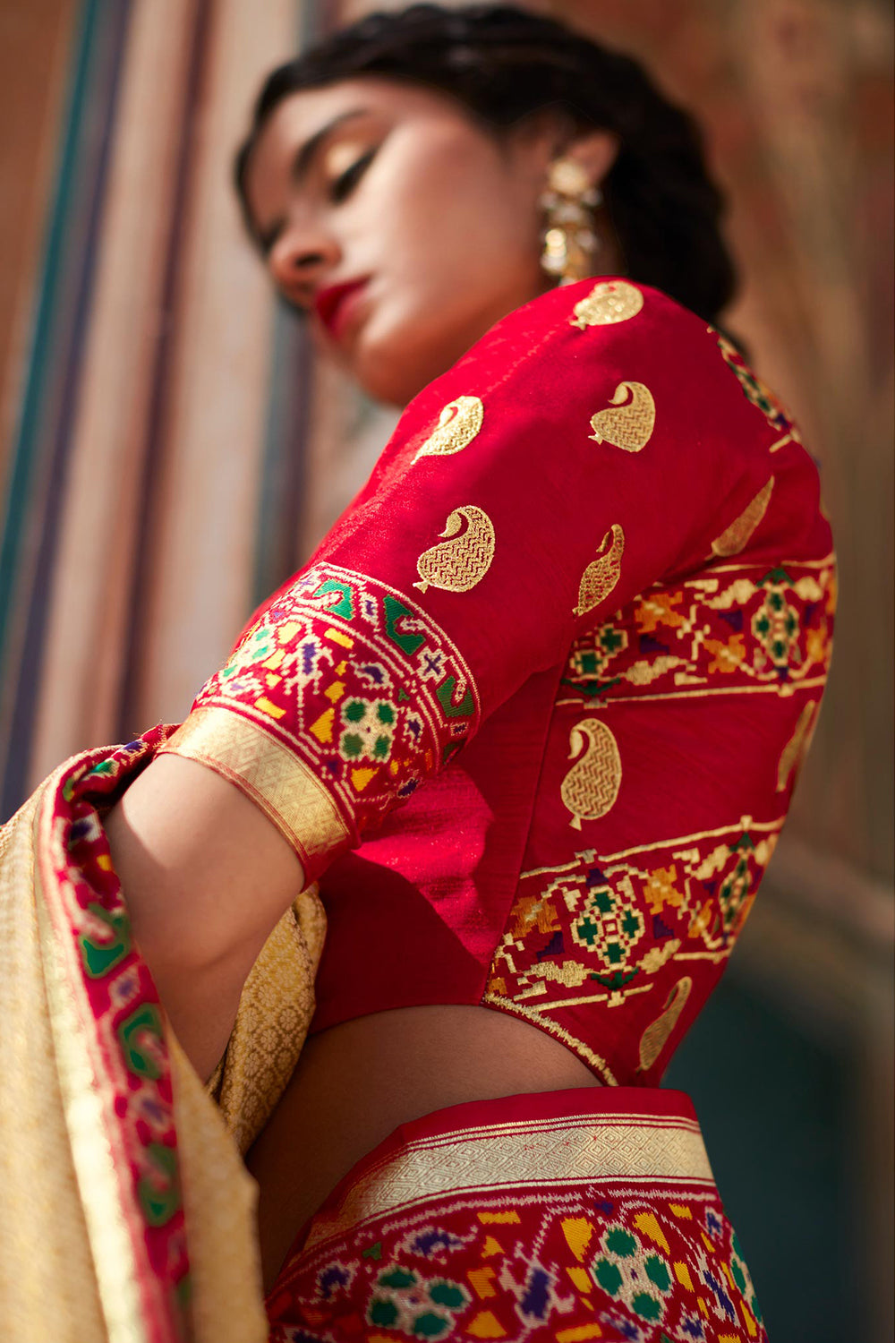 beige silk saree