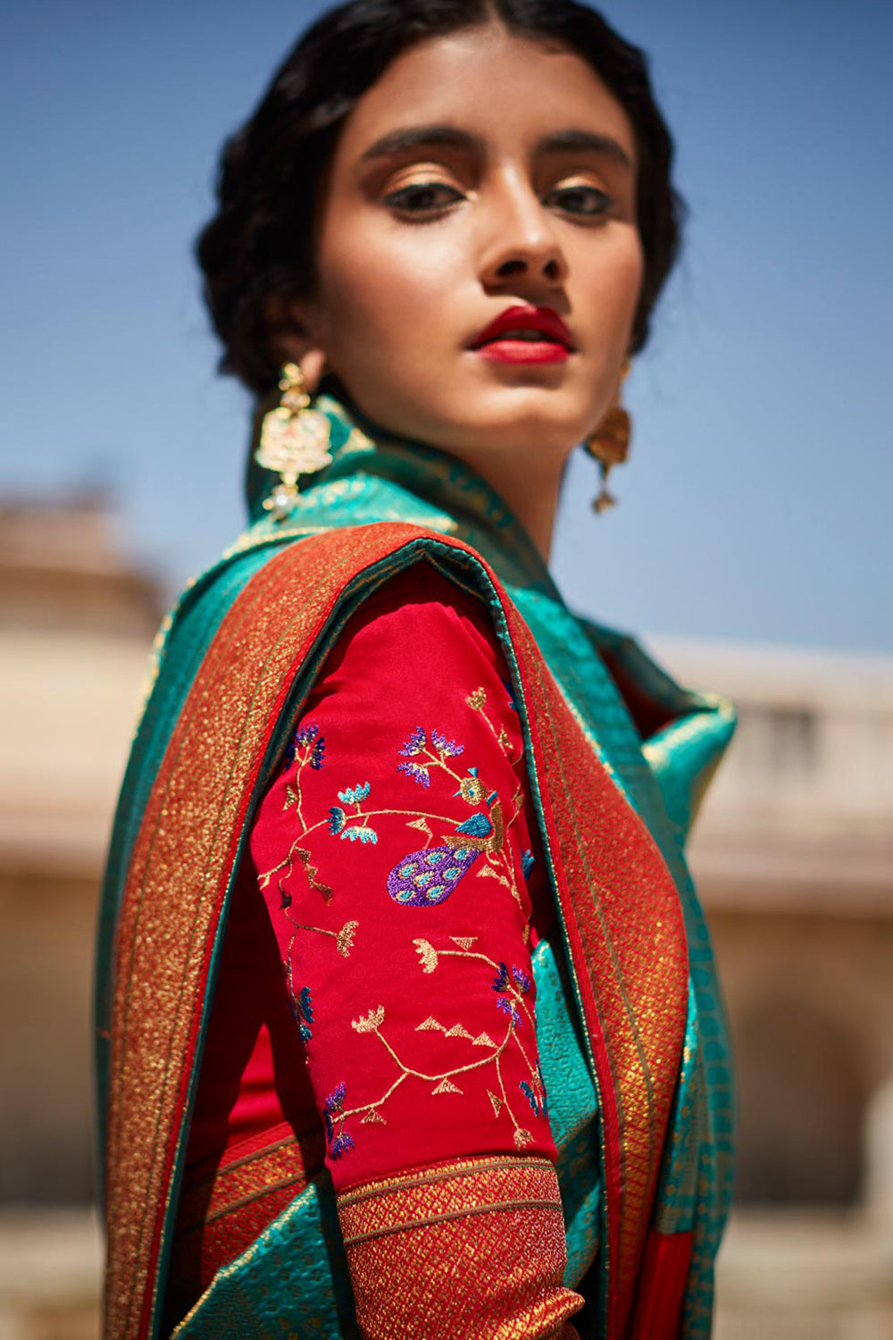 blue silk saree