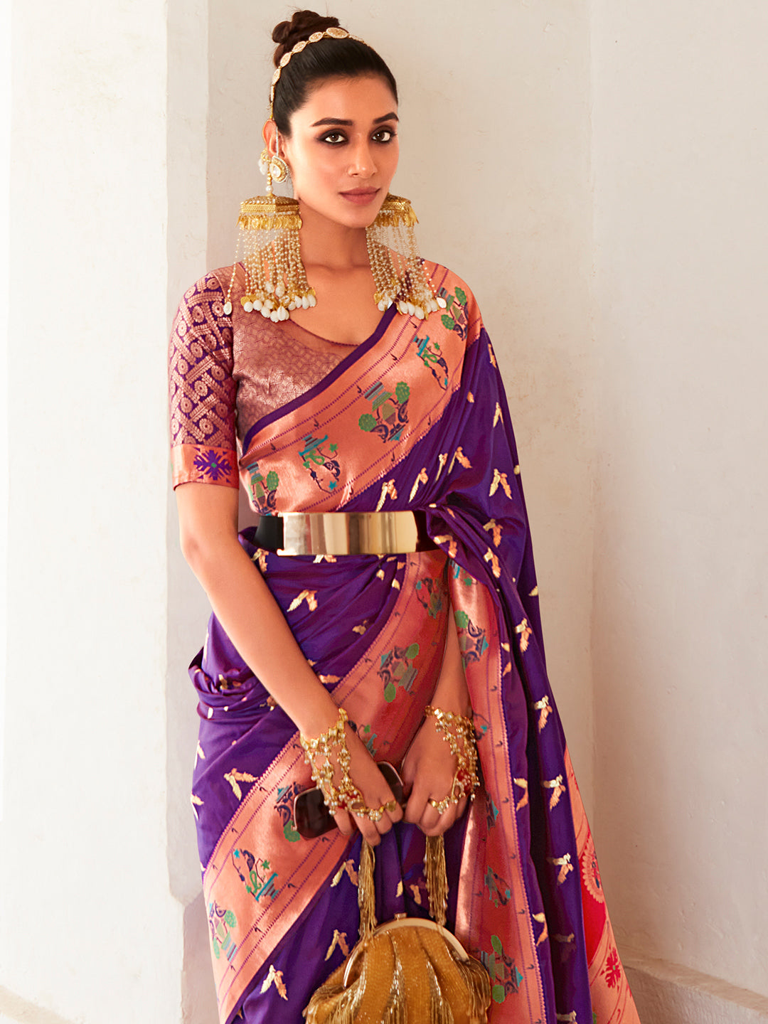 Dark Orchid Purple Paithani Saree