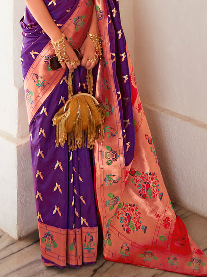 Dark Orchid Purple Paithani Saree