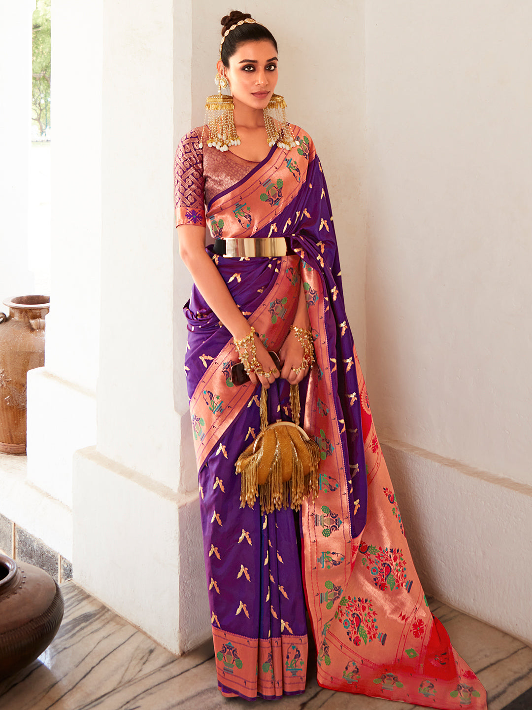 Dark Orchid Purple Paithani Saree