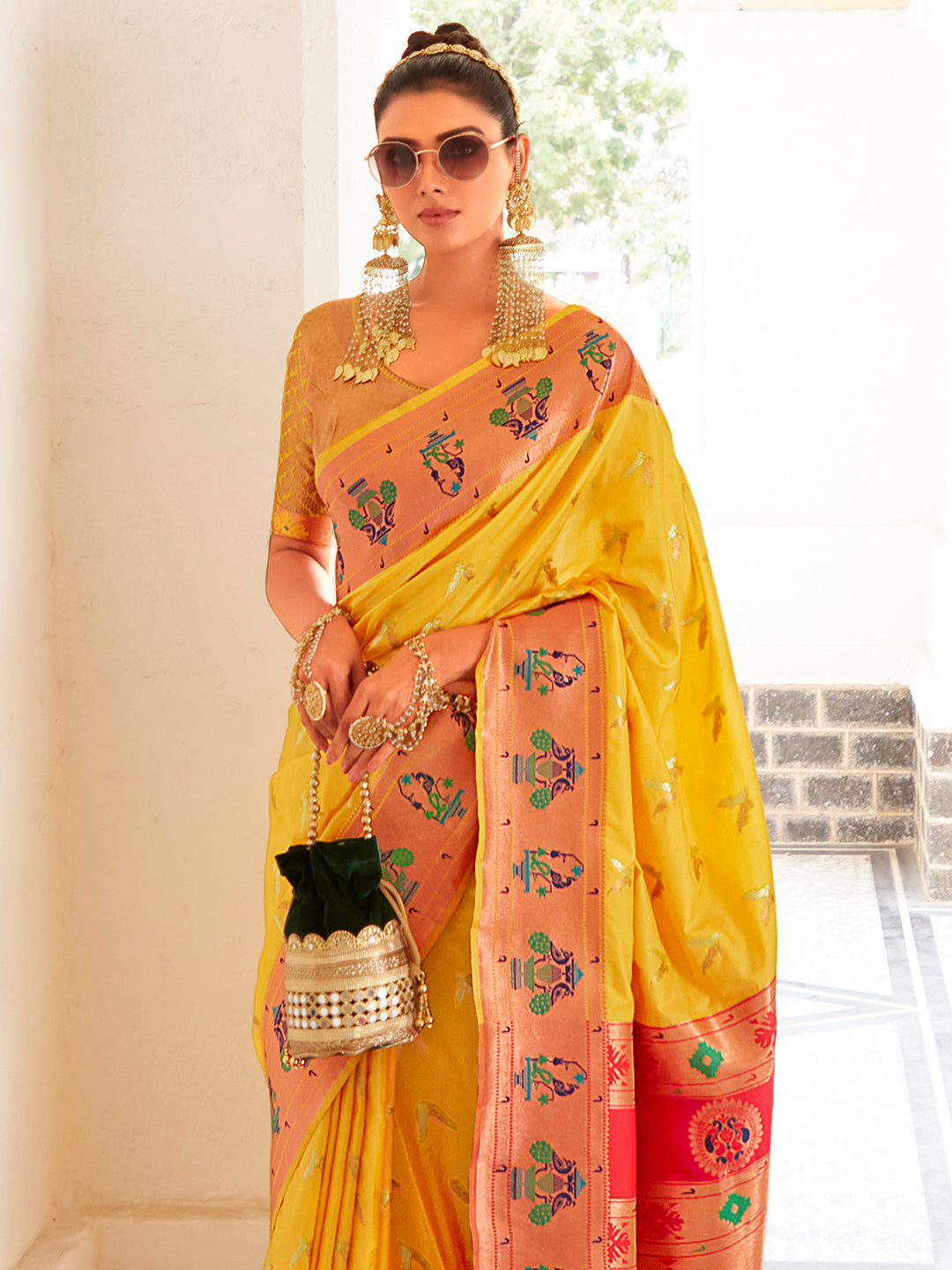 Yellow Paithani Saree