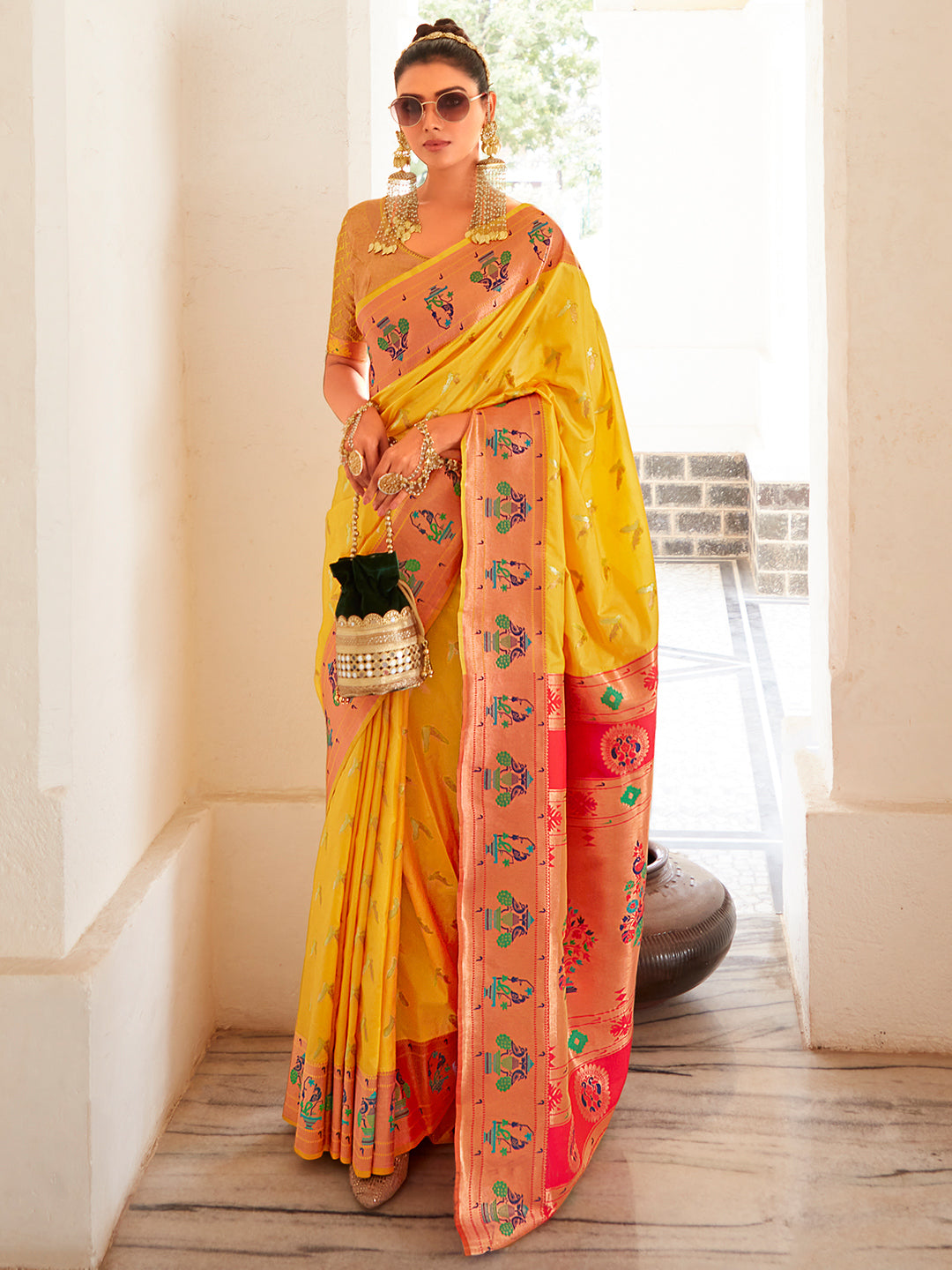 Yellow Paithani Saree