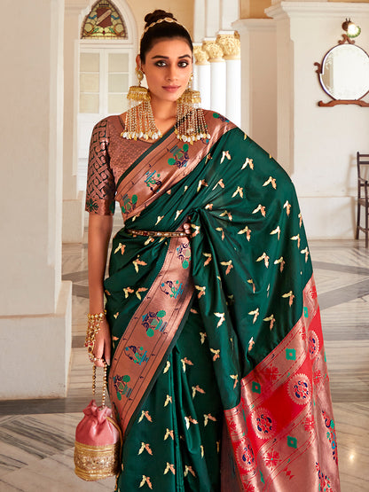 Dark Green Paithani Saree