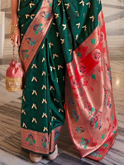 Dark Green Paithani Saree