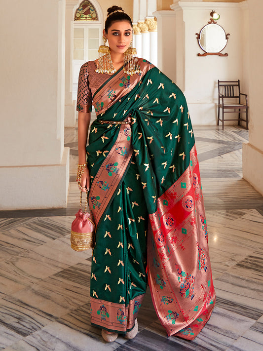 Dark Green Paithani Saree