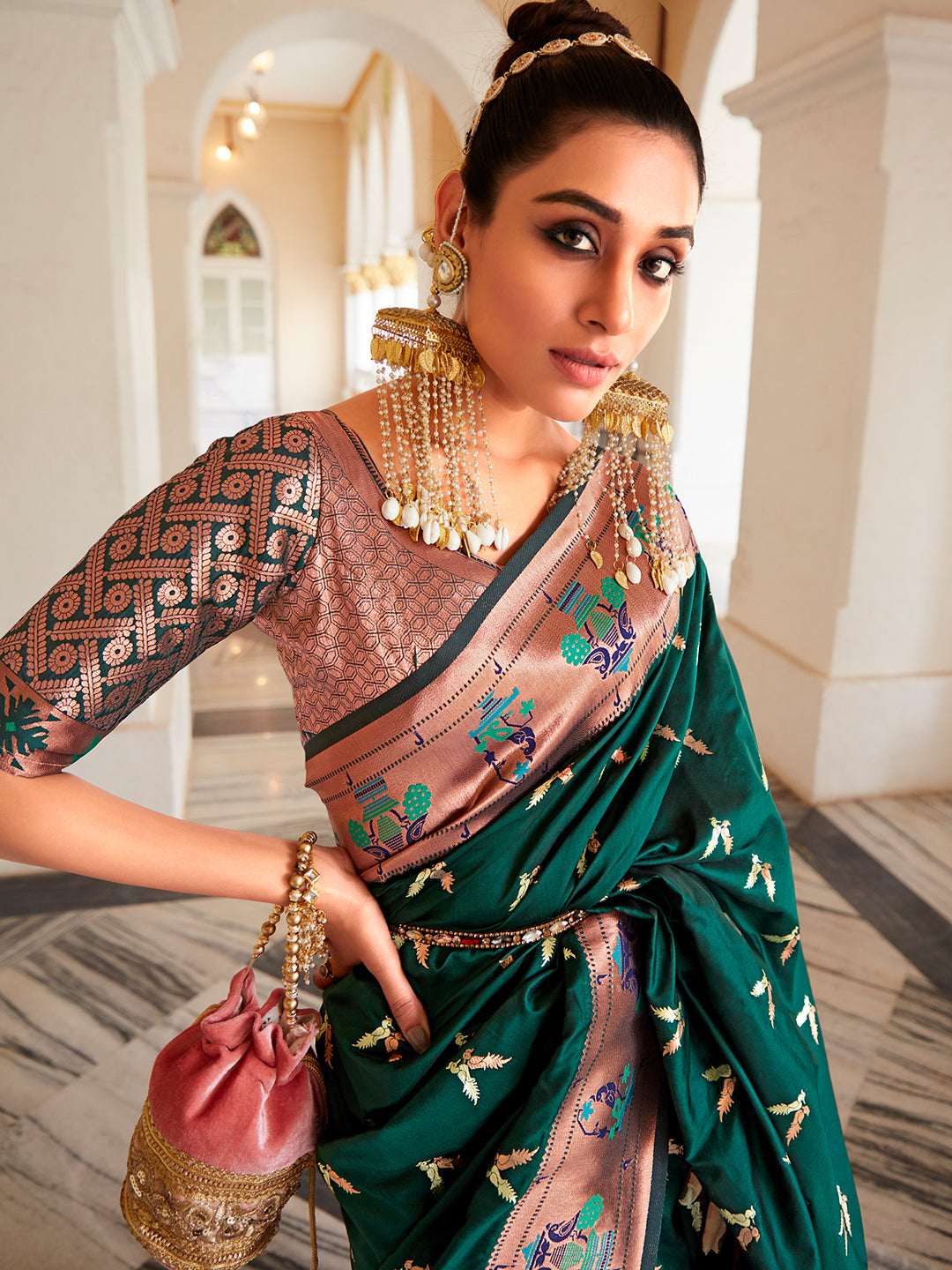 Dark Green Paithani Saree