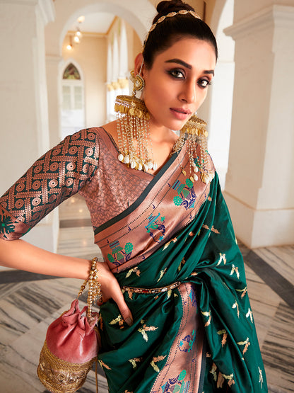 Dark Green Paithani Saree