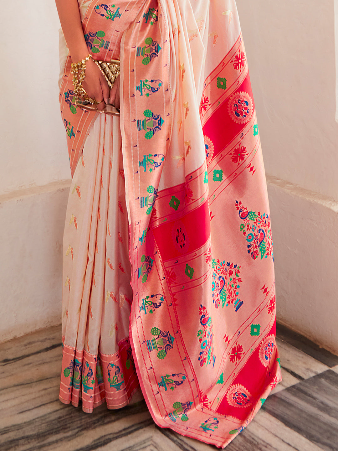 Light Pink Paithani Saree