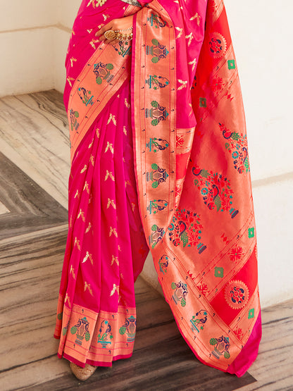 Hot Pink Paithani Saree