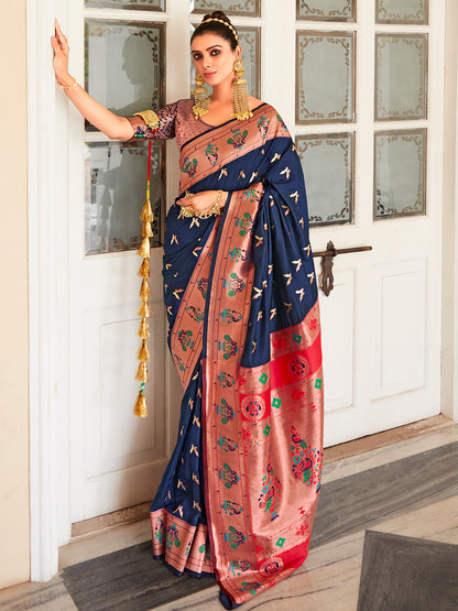 Midnight Blue Paithani Saree