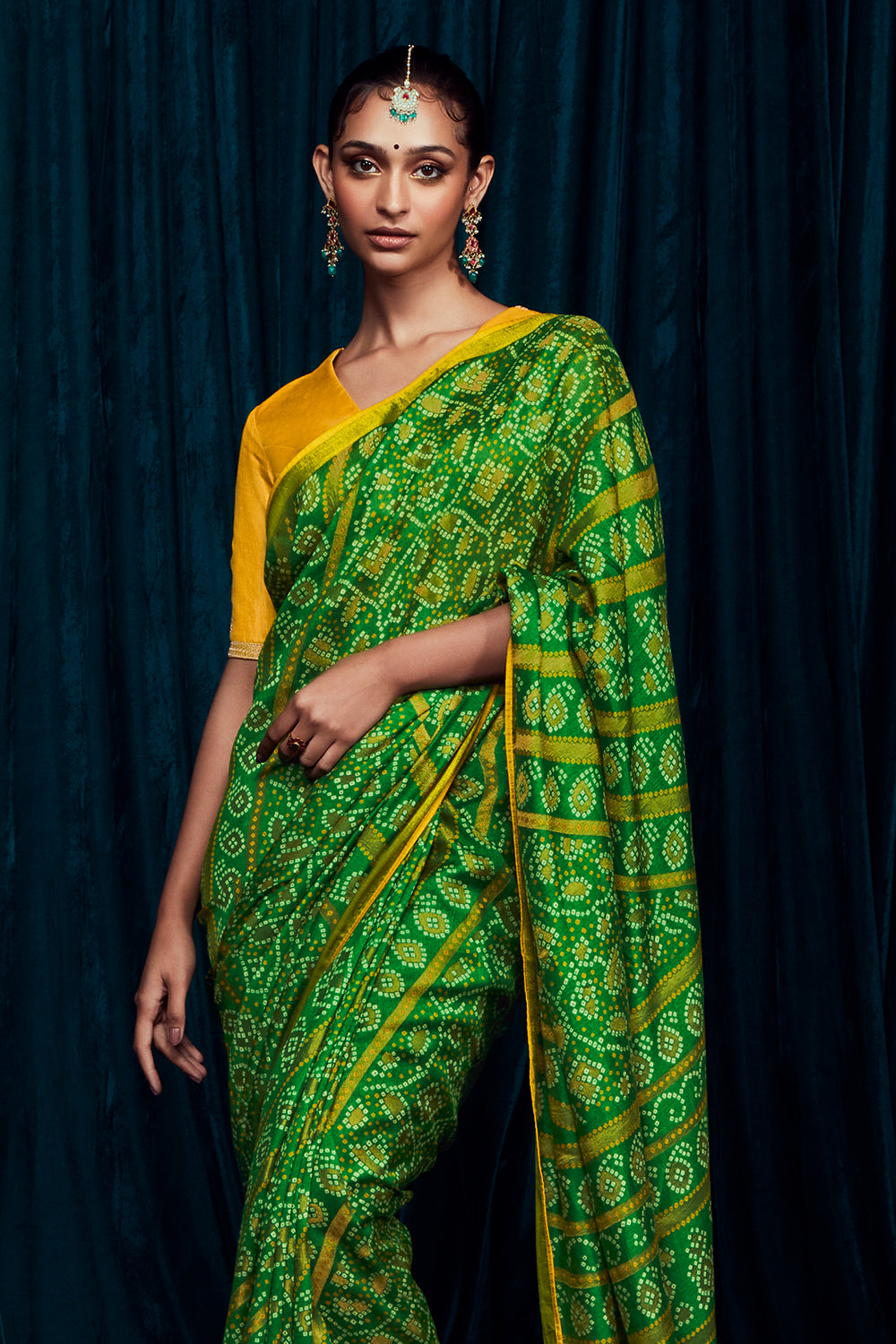 emerald green brasso saree 2