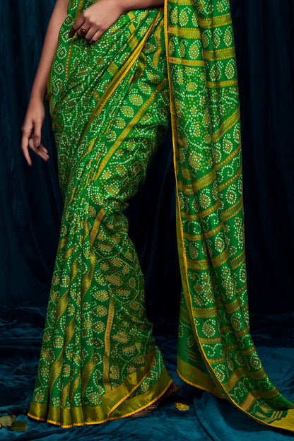 emerald green brasso saree 3